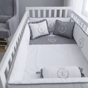 İsim Nakışlı Bebek Uyku Seti ve Nevresim Takımı - Crown Uyku Seti - Kista Baby