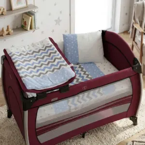 Park Yatak Uyku Seti 70x110 Zig Zag 4 Parça - Zikzak Desenli