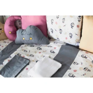 Penguin Montessori Bebek Uyku Seti Gri 90x190 cm Yastıklı