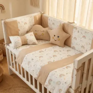 Rainbow Bebek Uyku Seti 60x120 - Gökkuşağı Desenli Nevresim Takımı - Kista Baby