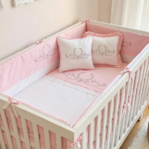 Silver Bebek Uyku Seti 60x120 - Çiçek Nakışlı Nevresim Takımı - Görsel 1 - Kista Baby